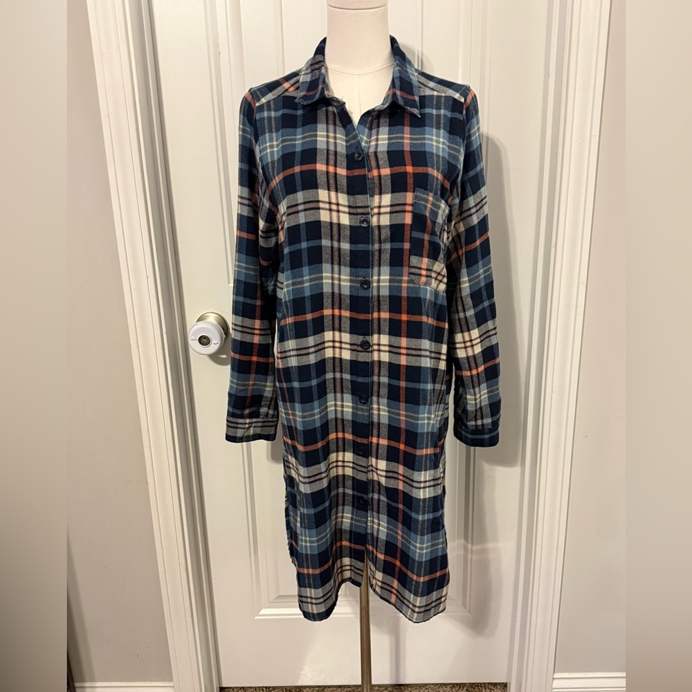 By Together Navy Plaid Shirt Dress